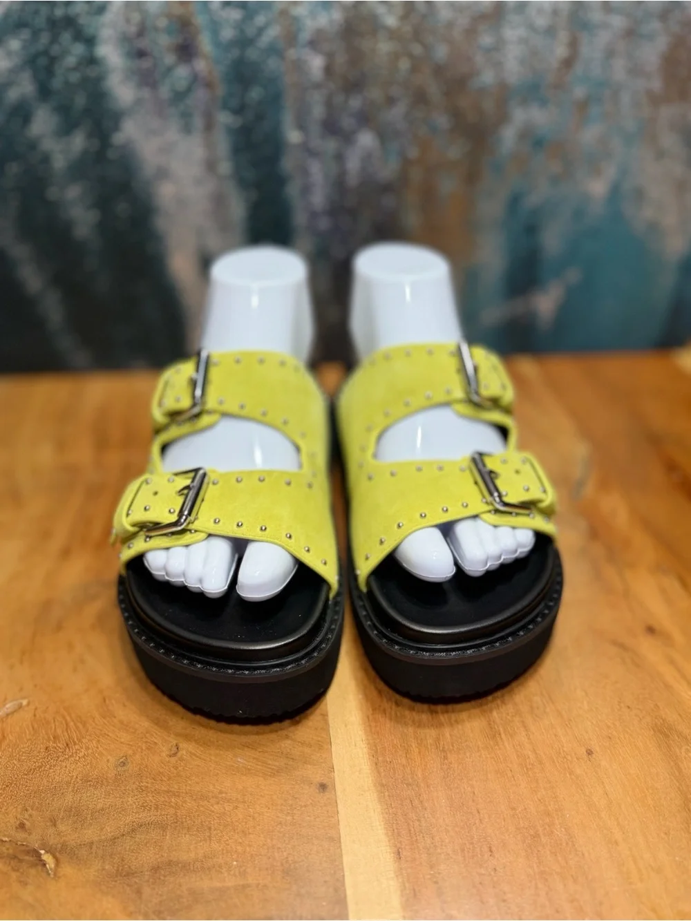 Marc Fisher LTD Dopamine Dressing Agusta Studded Slides Light Green Size 6